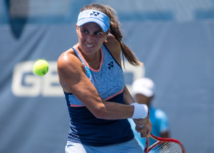 Monica Puig hits a backhand during her first round match against Allie Kiick. — 2019 Citi Open — ATP World Tour, Tennis, WTA