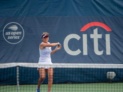 Sofia Kenin hits a forehand during her second round match at the Citi Open. — 2019 Citi Open — Citi Open, 2019 Citi Open, Tennis