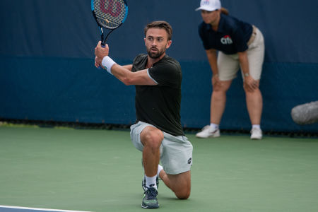 Tim Smyczek hits a backhand during his second round Citi Open match. — 2019 Citi Open — Citi Open, 2019 Citi Open, Tennis