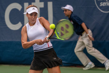 Anna Kalinskaya hits a backhand during his second round match at the Citi Open. — 2019 Citi Open — Citi Open, 2019 Citi Open, Tennis