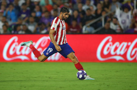 Diego Costa takes a shot vs MLS All-Stars — Athletico Madrid — MLS, soccer, allstar