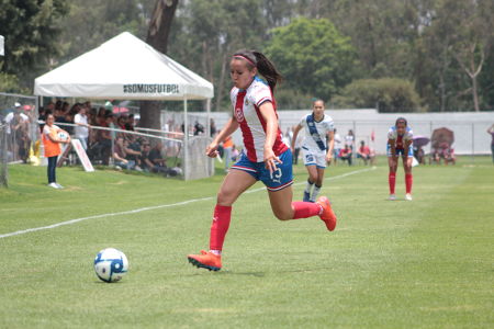 Rubí Soto durante el juego de la Jornada 4 del Torneo Apertura 2019 de la Liga BBVA MX Femenil, entre Chivas Femenil y Puebla, disputado en 