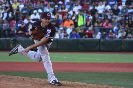 Zack Dodson durante el tercer juego de la serie de la Liga Mexicana del Pacífico 2019-2020 entre Charros de Jalisco y Tomateros de Culiacán,
