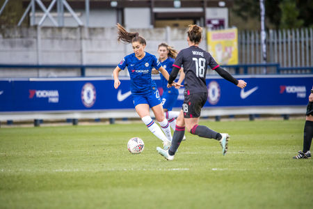 Jamie-Lee Napier on the ball for Chelsea FC — Chelsea FC — Chelsea FC, Reading FC, FAWSL