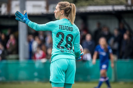 Carly Telford in goal for Chelsea Women — Chelsea Women — Chelsea Women, Charlton Women, FA Cup