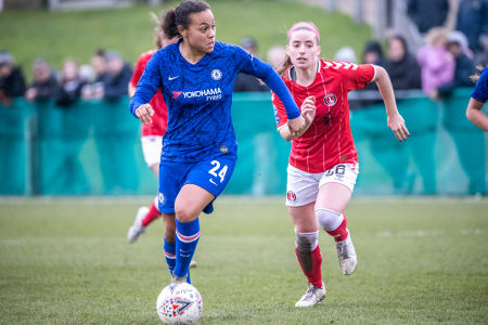 Drew Spence on the ball — Chelsea Women — Chelsea Women, Charlton Women, FA Cup