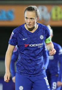 Skipper Magda Eriksson rallying her troops at Kingsmeadow February 12th vs. Birmingham City — Chelsea Women — Magdalena Eriksson, Chelsea Wo