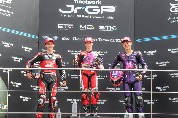 SEGUNDO PODIUM, MAXIMO QUILES, BRIAN URIARTE, ALBERTO FERRANDEZ — MAXIMO QUILES — JUNIORGP, FIM, EUROPEAN TALENT CUP