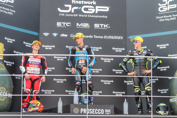 Podium, Angel Piqueras, Joel Esteban, Luca Lunetta — podium — CEV, JUNIORGP, moto3